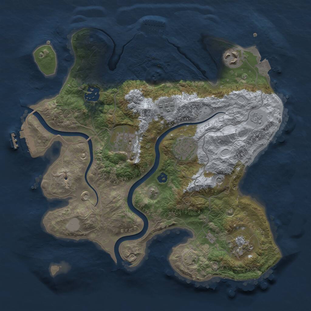 Rust Map: Procedural Map, Size: 3070, Seed: 53987382, 12 Monuments