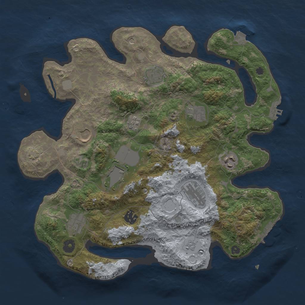 Rust Map: Procedural Map, Size: 3500, Seed: 17797747, 17 Monuments