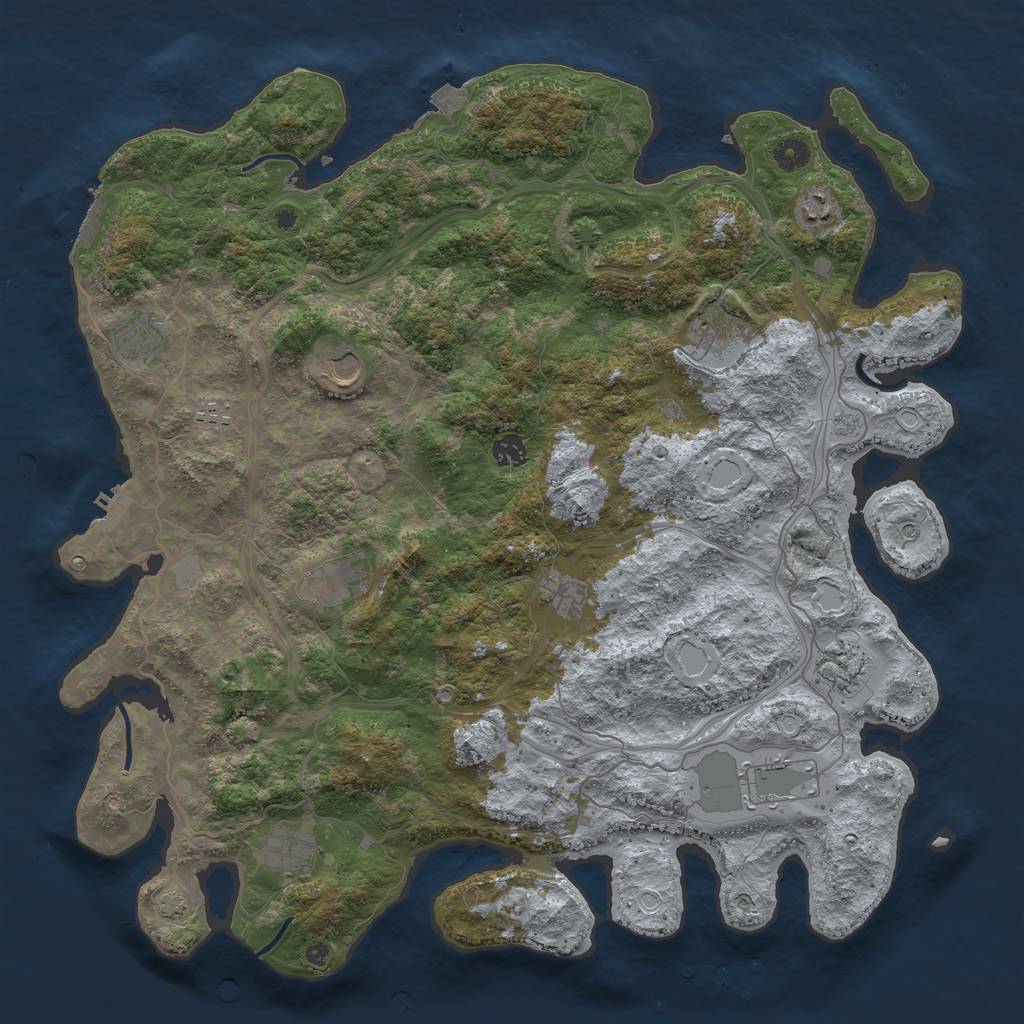 Rust Map: Procedural Map, Size: 4500, Seed: 838525594, 19 Monuments