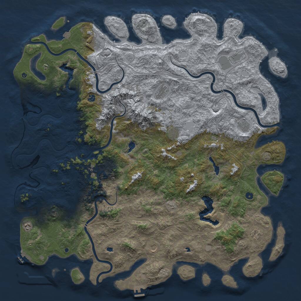 Rust Map: Procedural Map, Size: 6000, Seed: 353453453, 17 Monuments