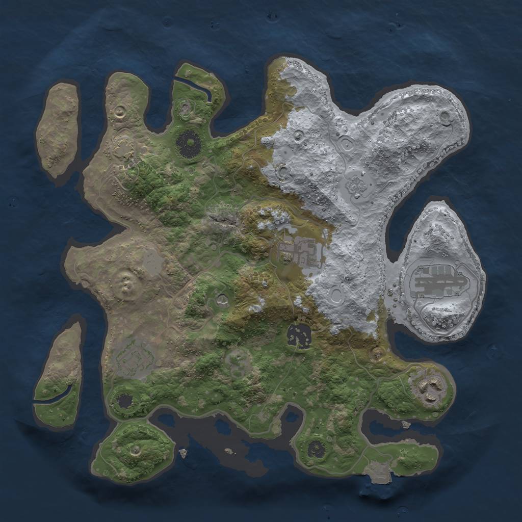 Rust Map: Procedural Map, Size: 3000, Seed: 7398105, 11 Monuments
