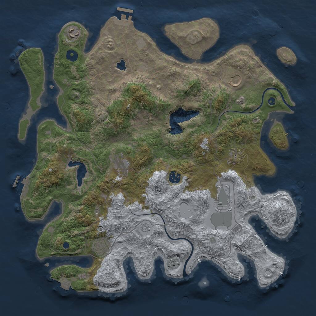 Rust Map: Procedural Map, Size: 4000, Seed: 740249290, 14 Monuments