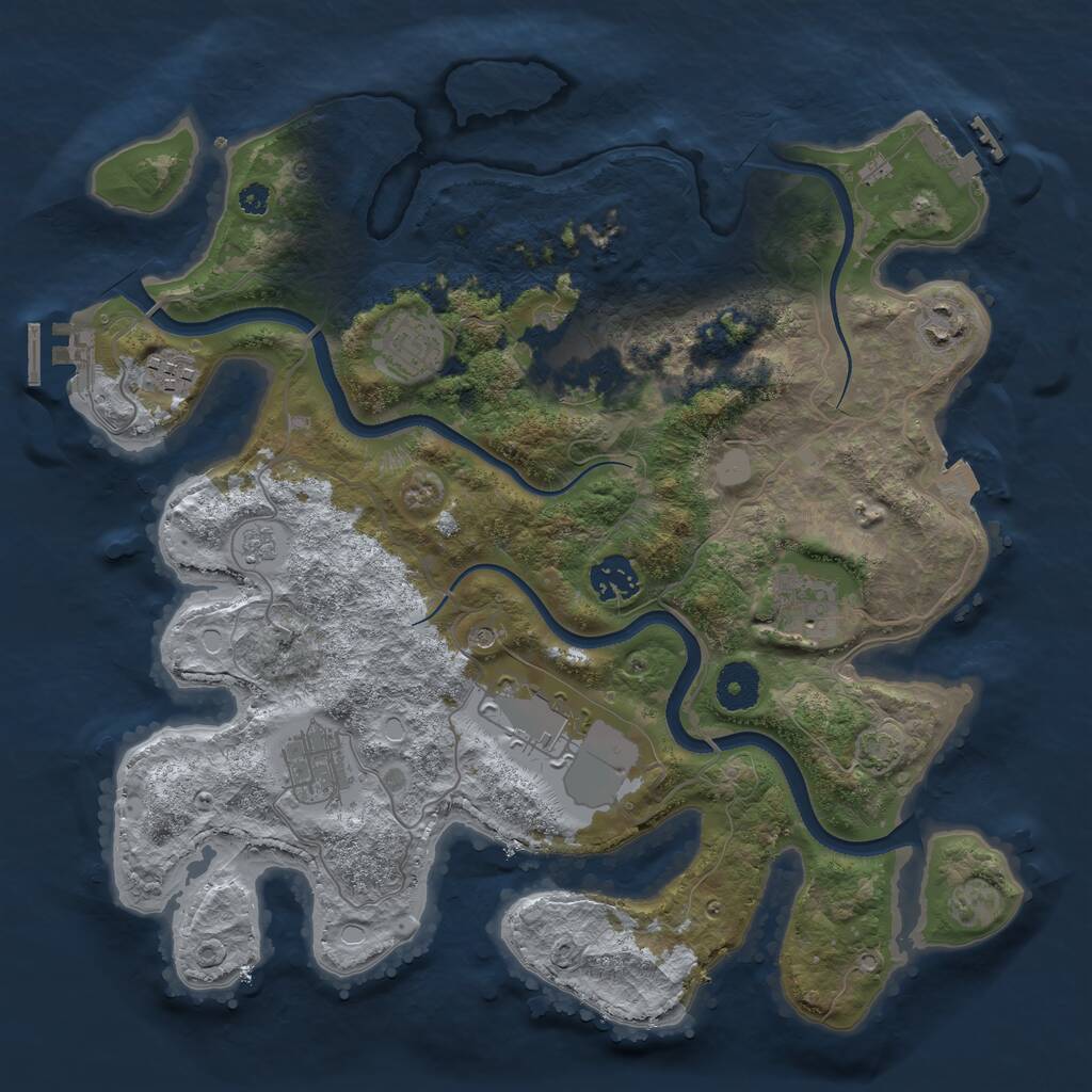 Rust Map: Procedural Map, Size: 3500, Seed: 12085446, 14 Monuments
