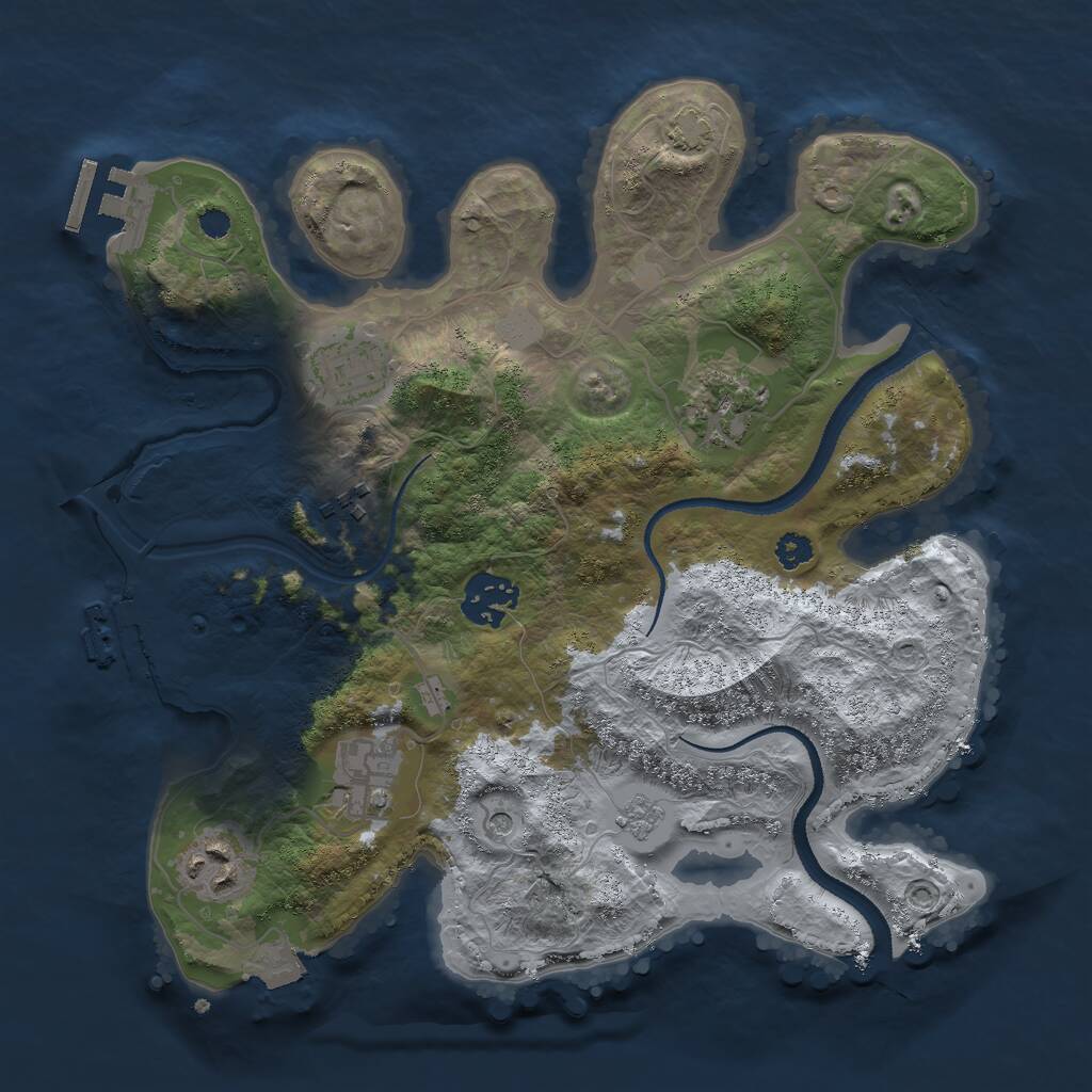 Rust Map: Procedural Map, Size: 3000, Seed: 771689550, 12 Monuments