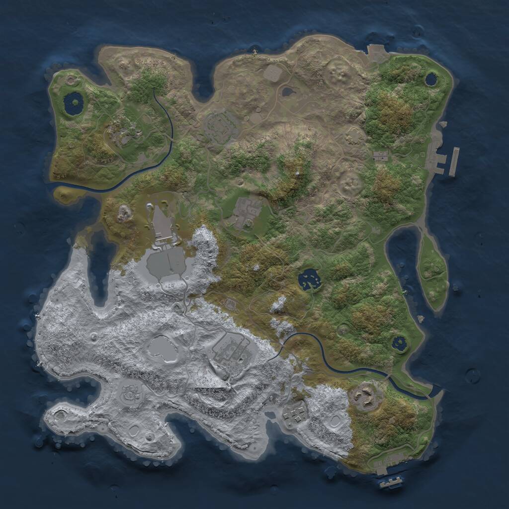 Rust Map: Procedural Map, Size: 3500, Seed: 1238824, 13 Monuments