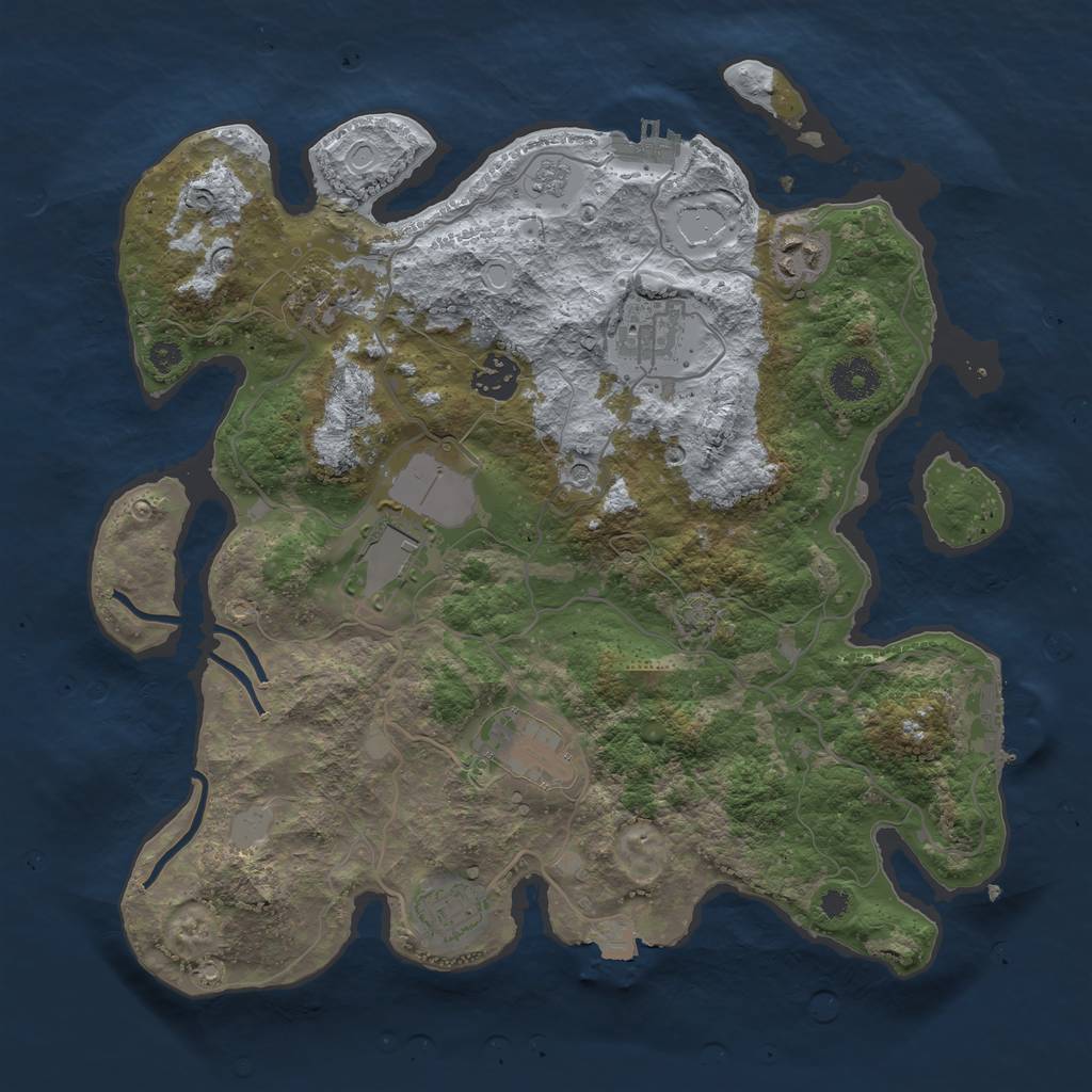 Rust Map: Procedural Map, Size: 3500, Seed: 305800445, 15 Monuments