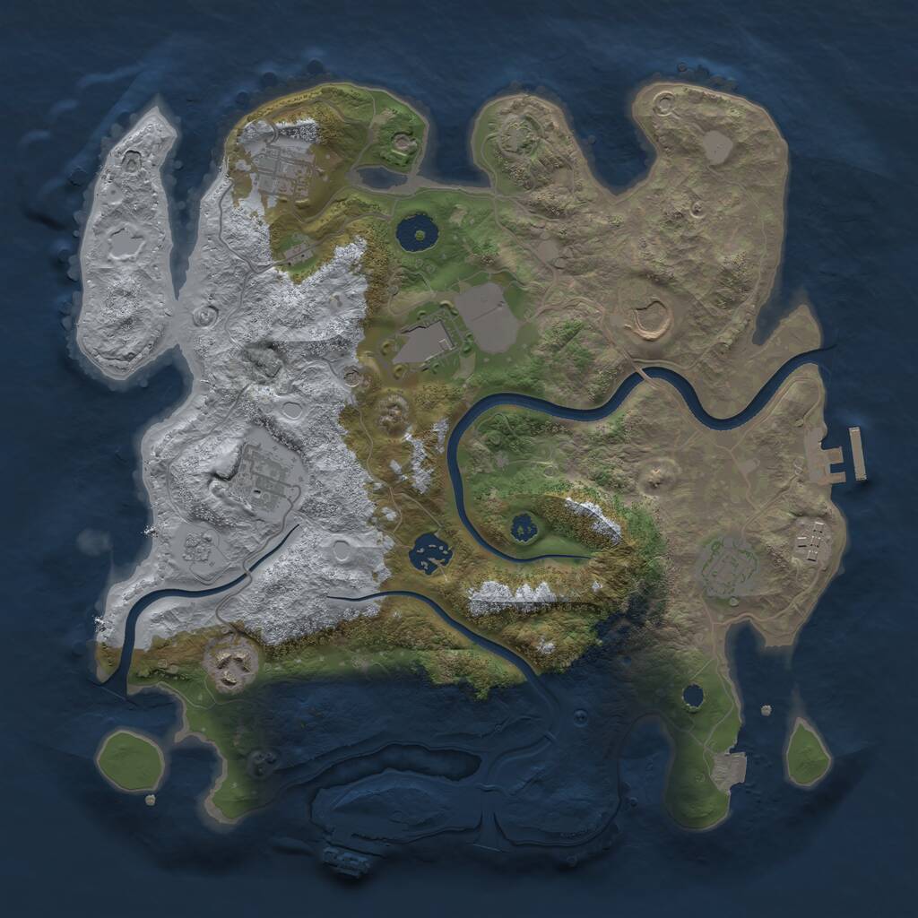 Rust Map: Procedural Map, Size: 3500, Seed: 1948838254, 14 Monuments