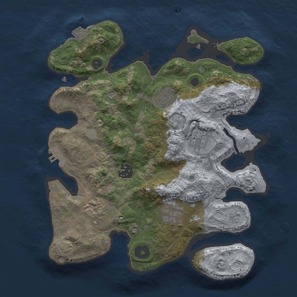 Rust Map: Procedural Map, Size: 3000, Seed: 1450026376, 12 Monuments