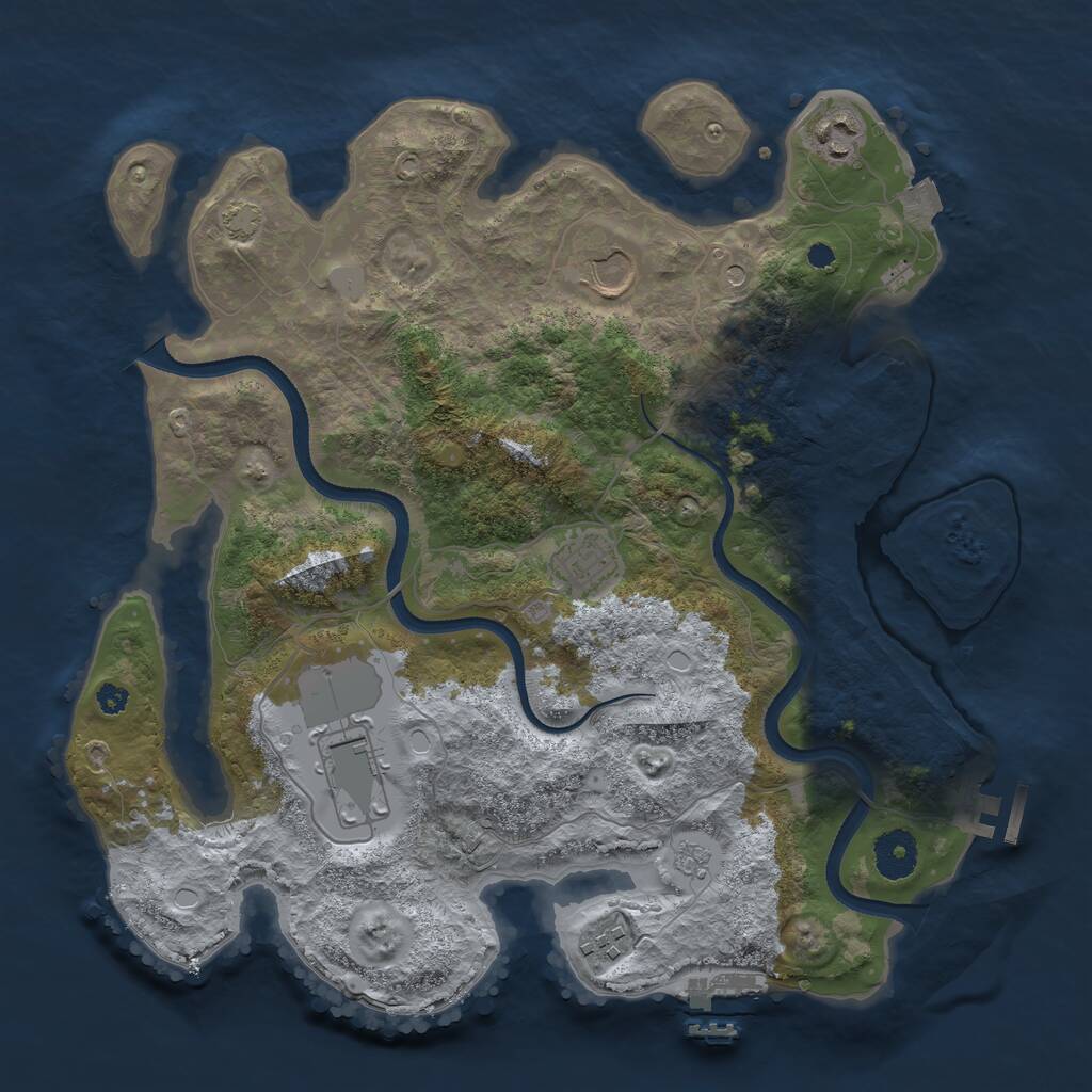 Rust Map: Procedural Map, Size: 3500, Seed: 351370383, 13 Monuments