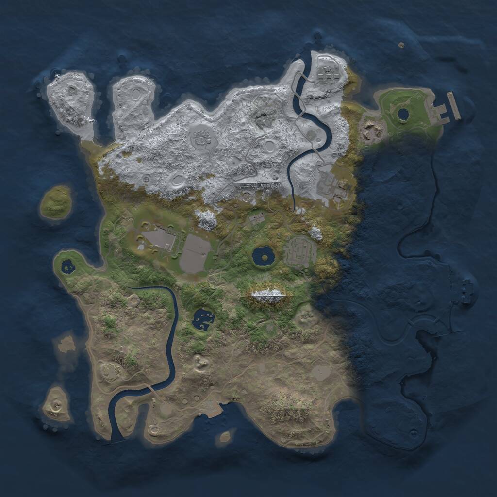 Rust Map: Procedural Map, Size: 3500, Seed: 874822413, 14 Monuments