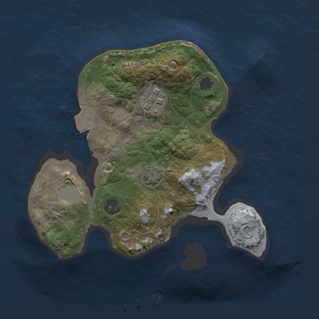 Rust Map: Procedural Map, Size: 2000, Seed: 1244147679, 5 Monuments