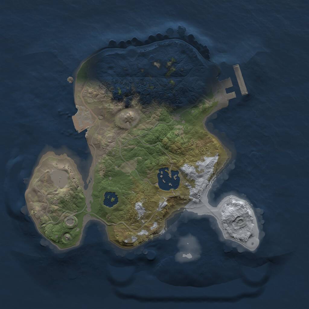Rust Map: Procedural Map, Size: 2000, Seed: 1244147679, 3 Monuments