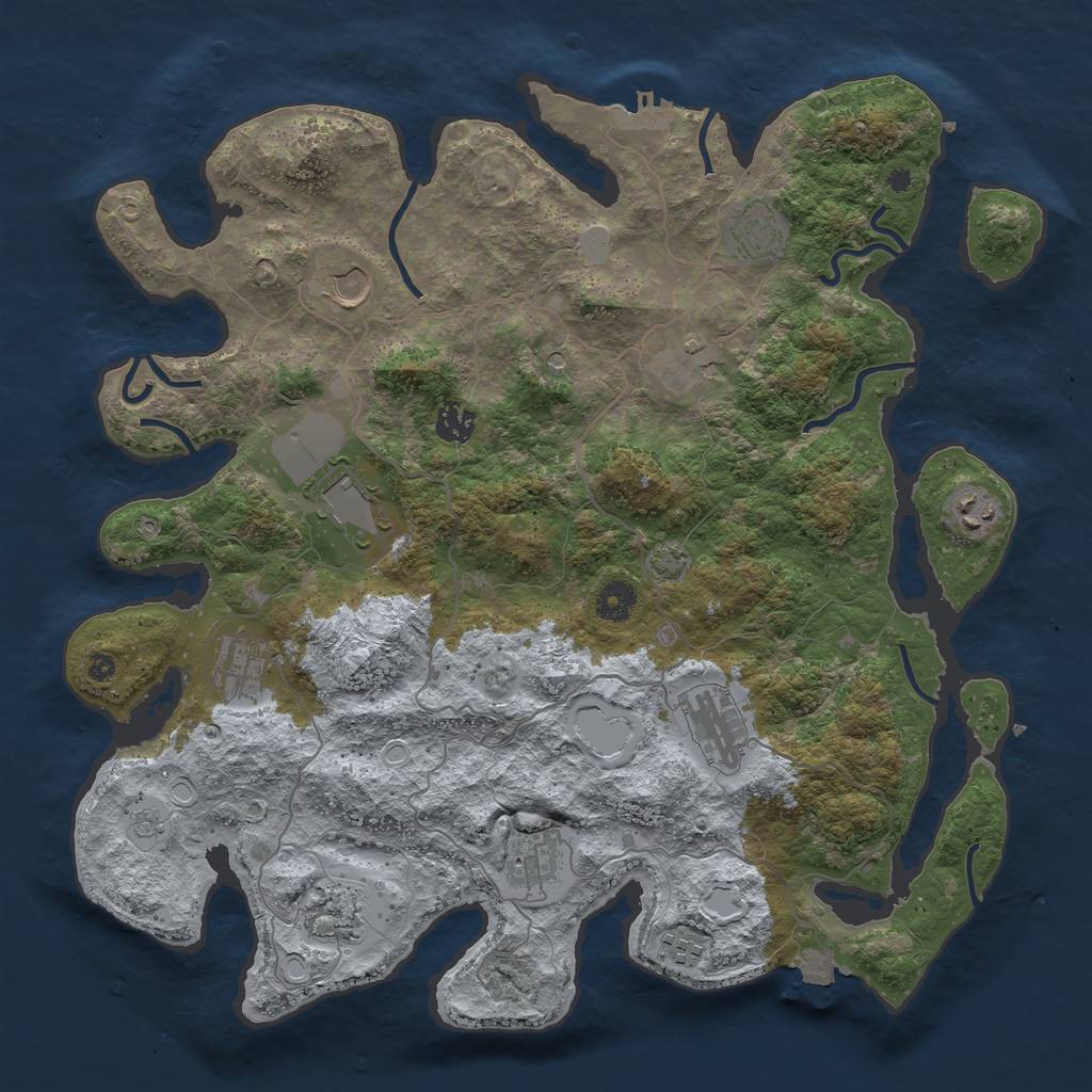 Rust Map: Procedural Map, Size: 4000, Seed: 517117267, 18 Monuments