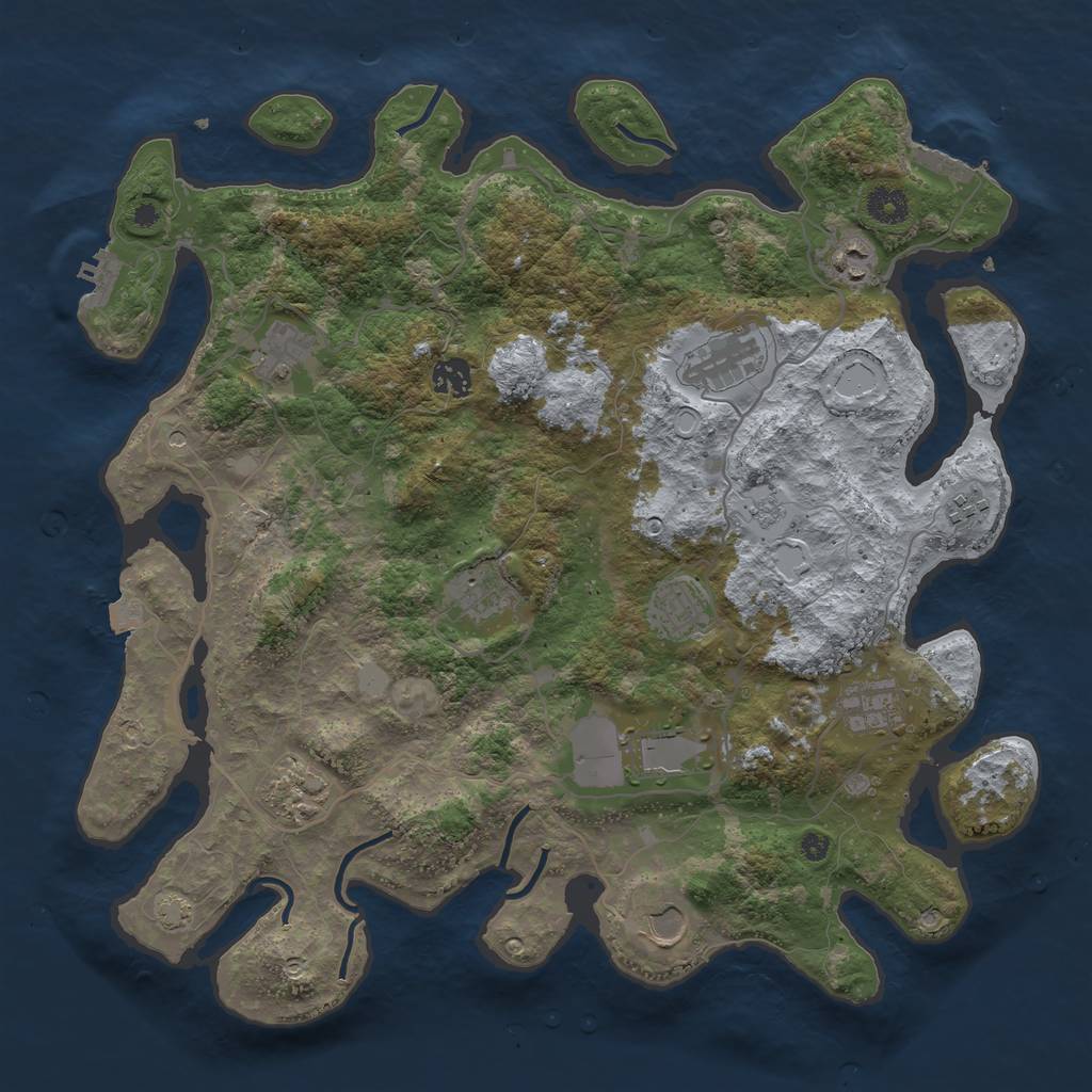 Rust Map: Procedural Map, Size: 4000, Seed: 700073690, 19 Monuments