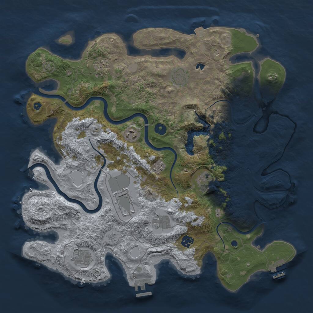 Rust Map: Procedural Map, Size: 4000, Seed: 59583207, 17 Monuments