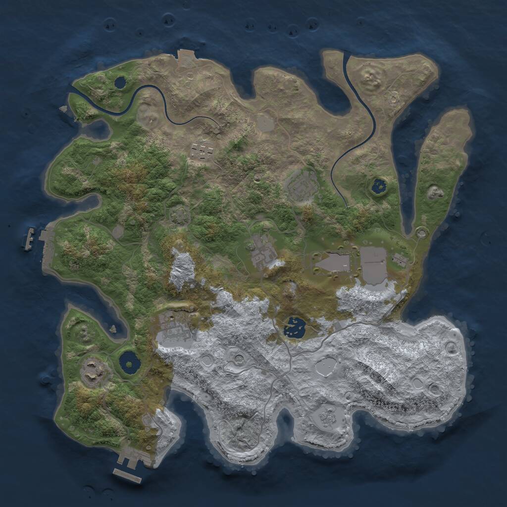 Rust Map: Procedural Map, Size: 3500, Seed: 693828, 13 Monuments
