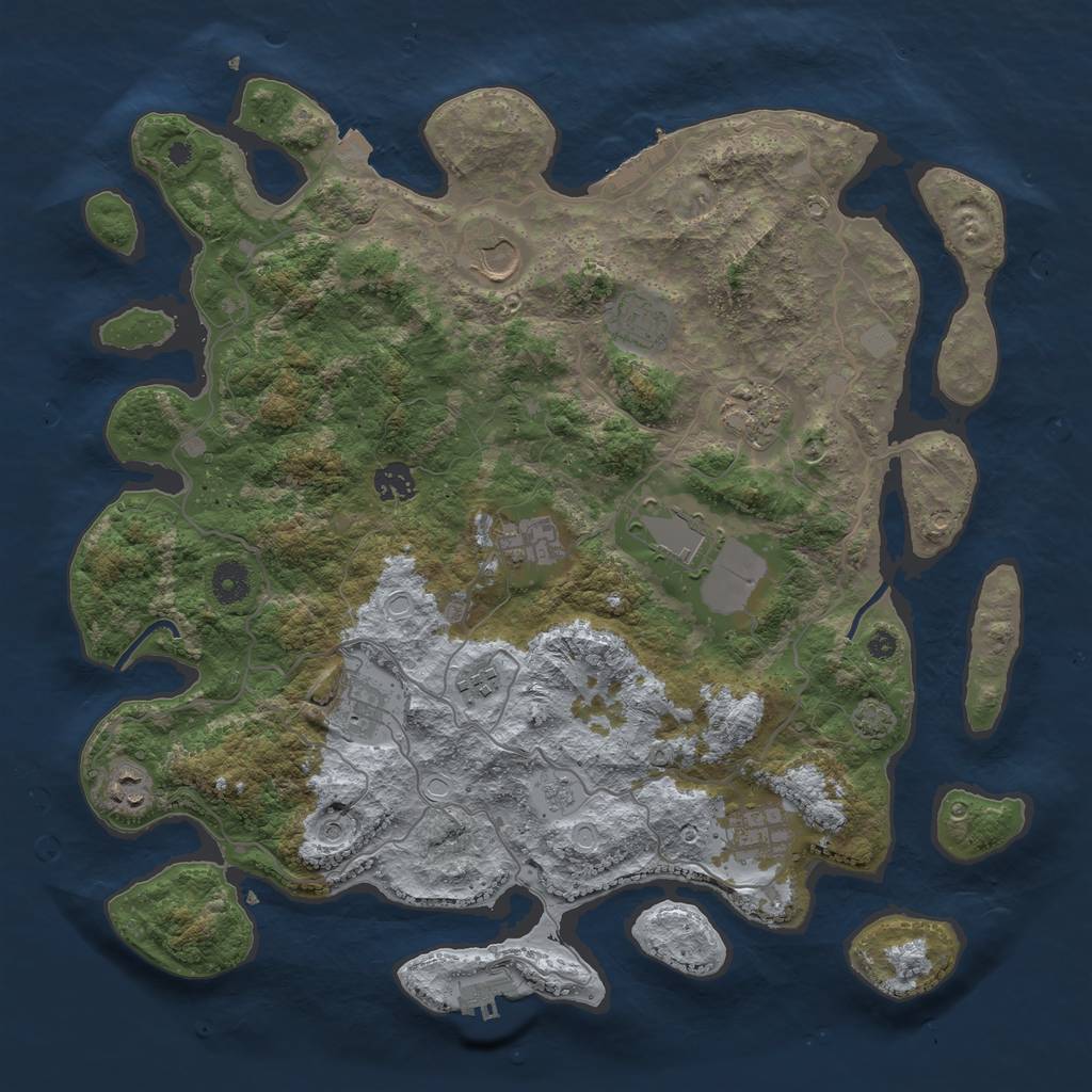 Rust Map: Procedural Map, Size: 4000, Seed: 1793658102, 18 Monuments