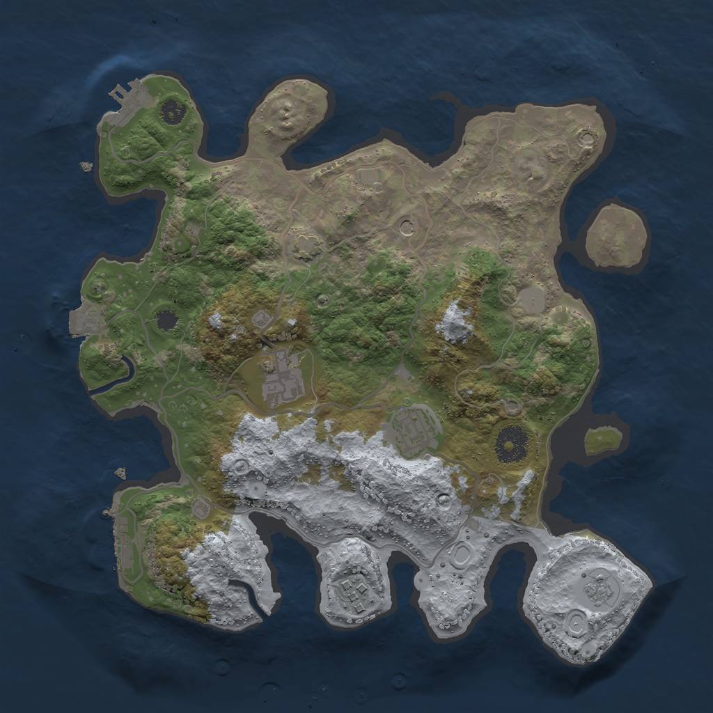 Rust Map: Procedural Map, Size: 3000, Seed: 32988, 11 Monuments