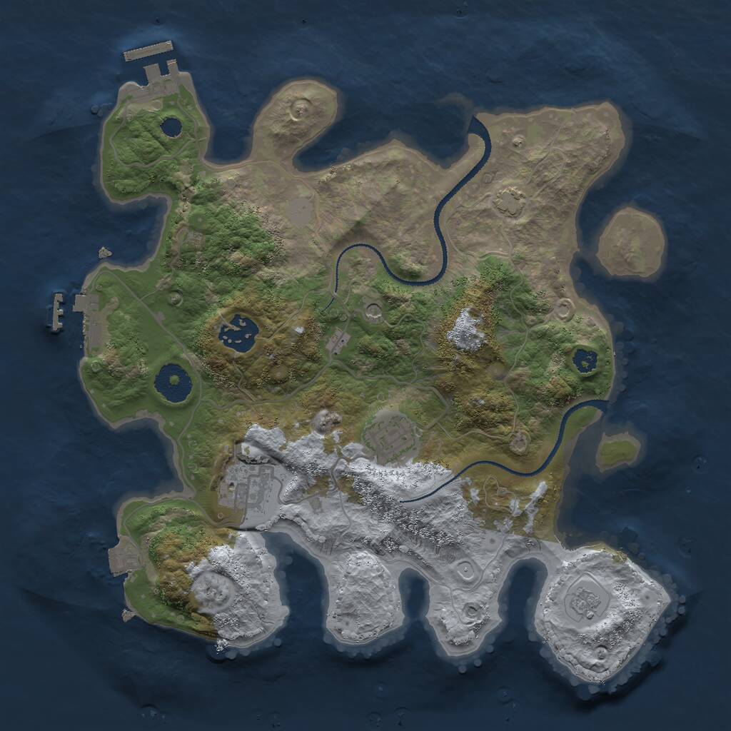 Rust Map: Procedural Map, Size: 3000, Seed: 32988, 9 Monuments