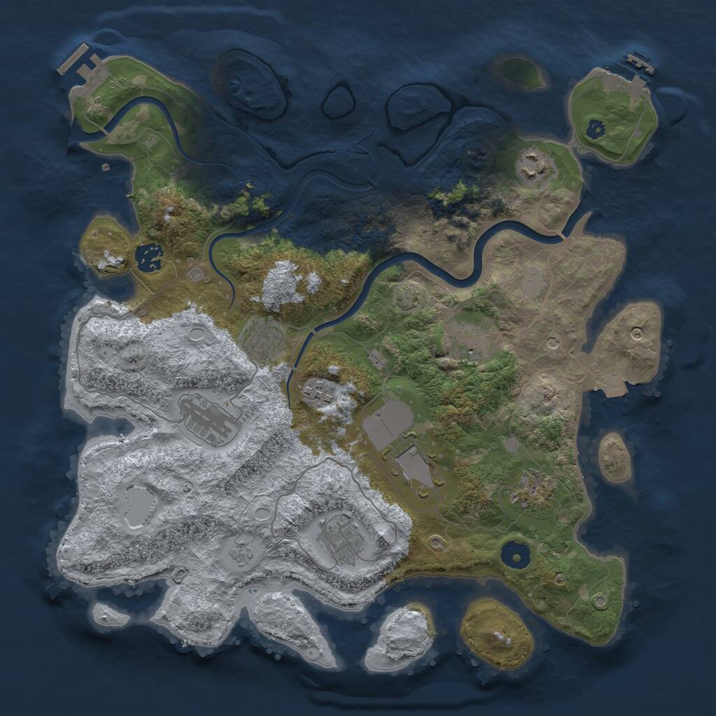 Rust Map: Procedural Map, Size: 3700, Seed: 1097918487, 15 Monuments