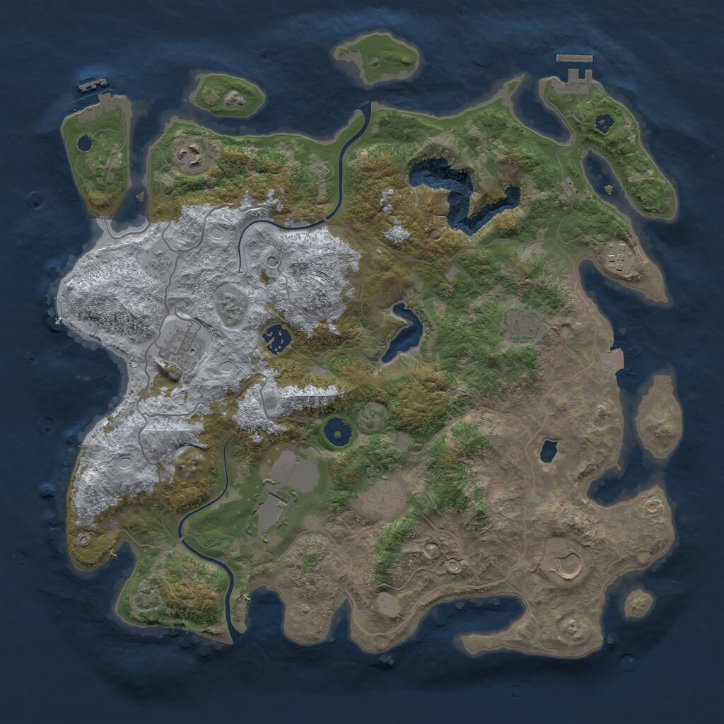 Rust Map: Procedural Map, Size: 4000, Seed: 764838379, 14 Monuments