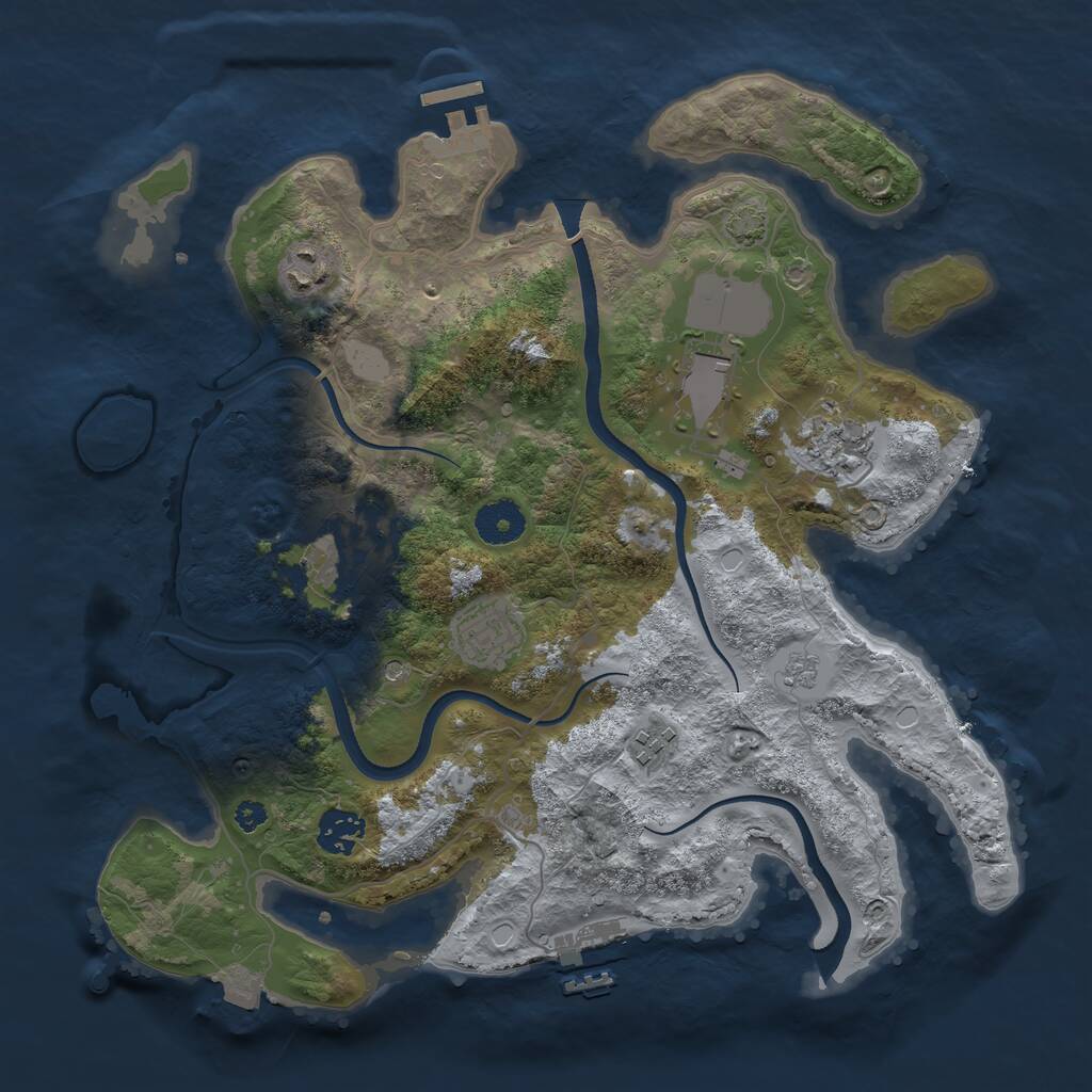 Rust Map: Procedural Map, Size: 3500, Seed: 473749458, 13 Monuments