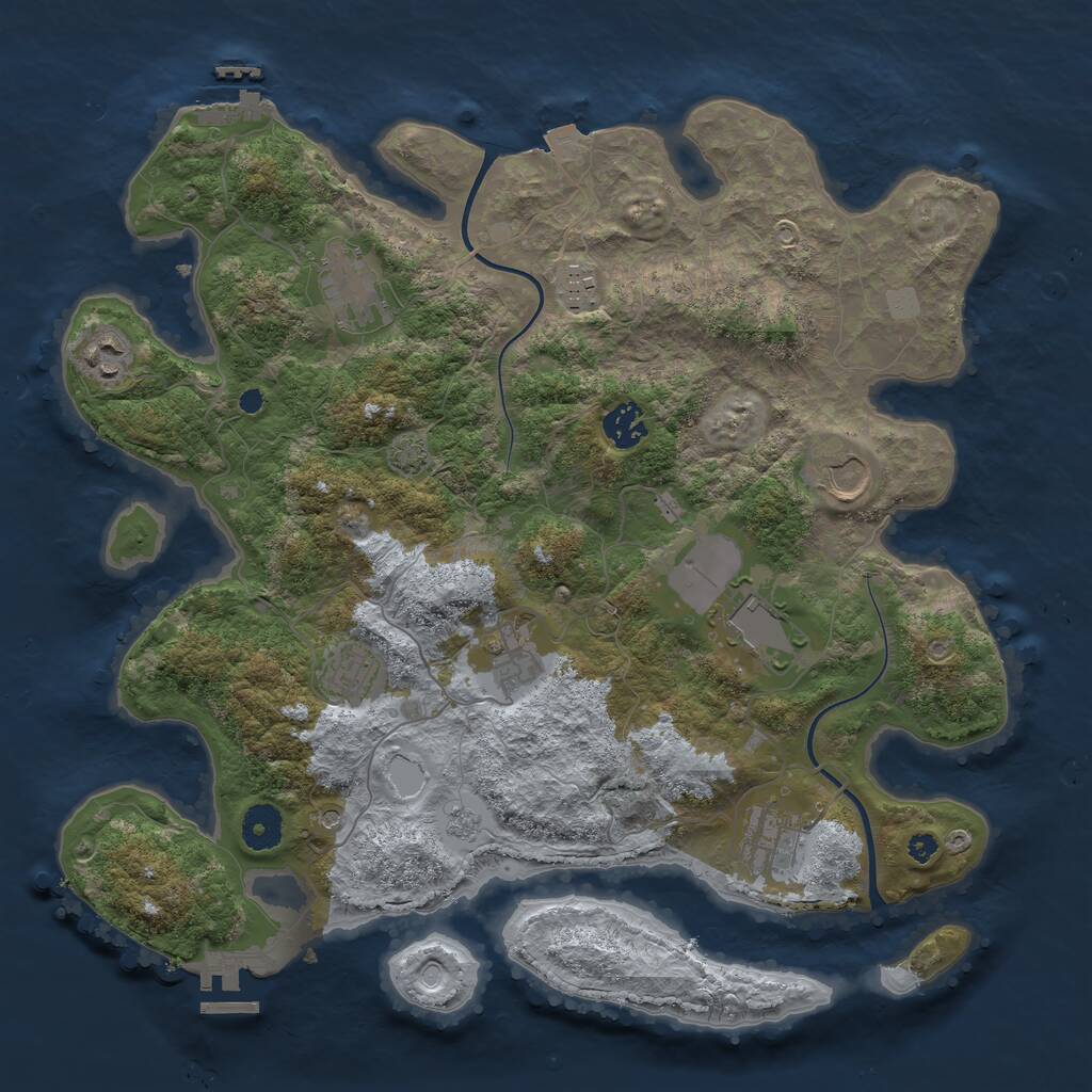 Rust Map: Procedural Map, Size: 3750, Seed: 1696566427, 15 Monuments