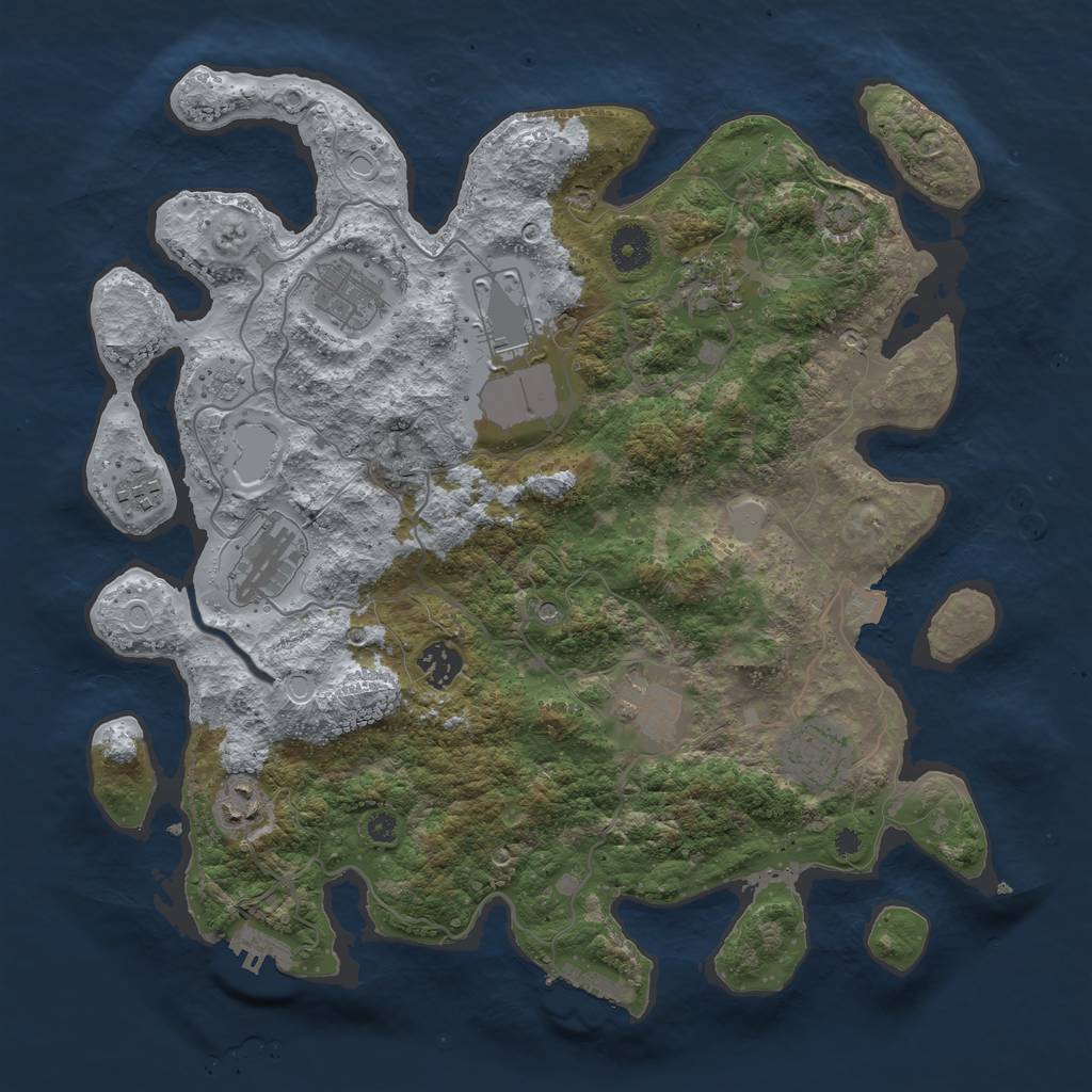 Rust Map: Procedural Map, Size: 3750, Seed: 1728984583, 17 Monuments