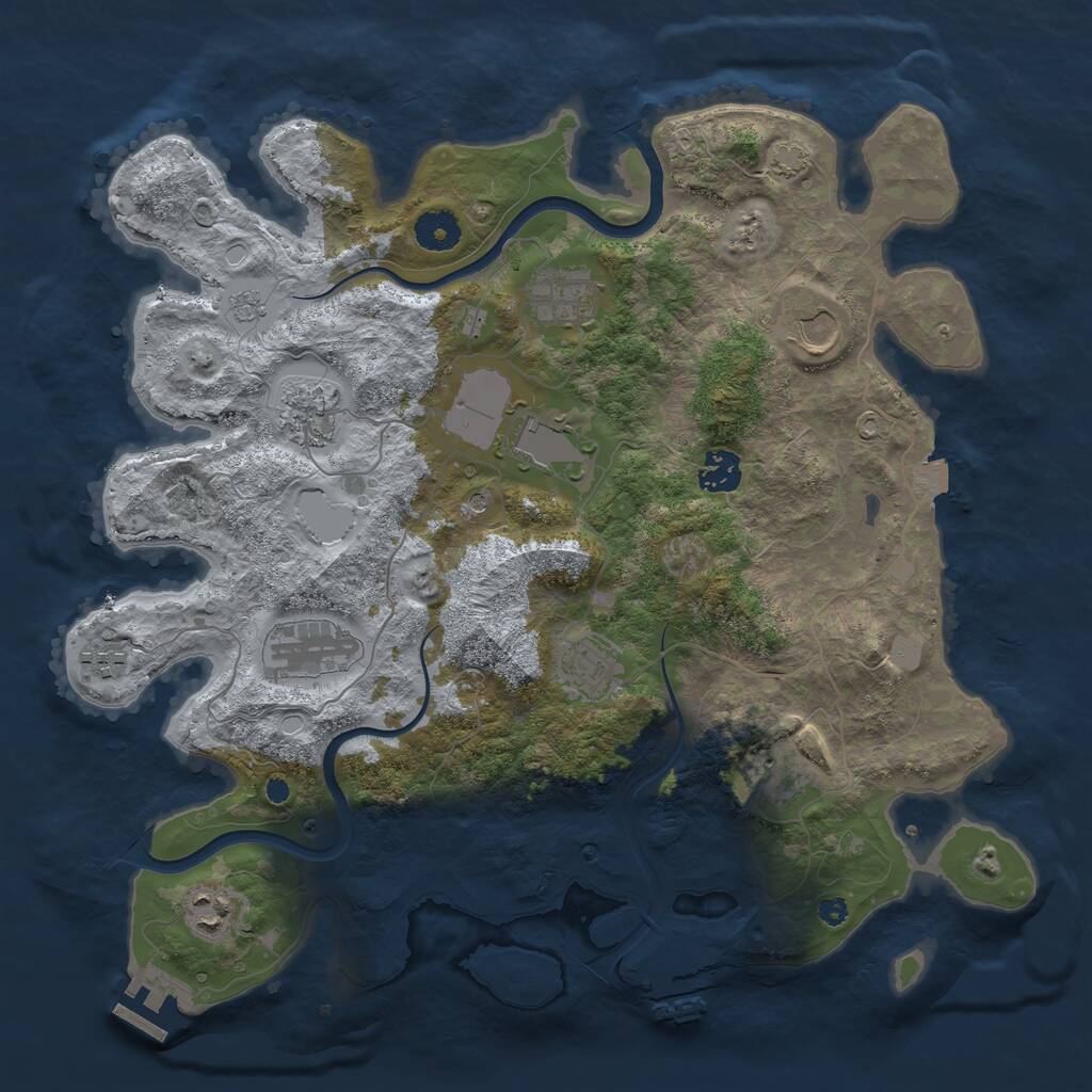 Rust Map: Procedural Map, Size: 3750, Seed: 730167255, 16 Monuments