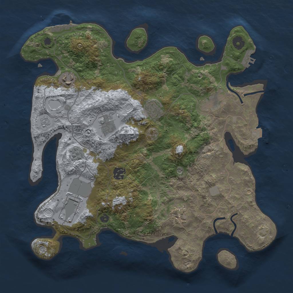 Rust Map: Procedural Map, Size: 3500, Seed: 981444726, 16 Monuments