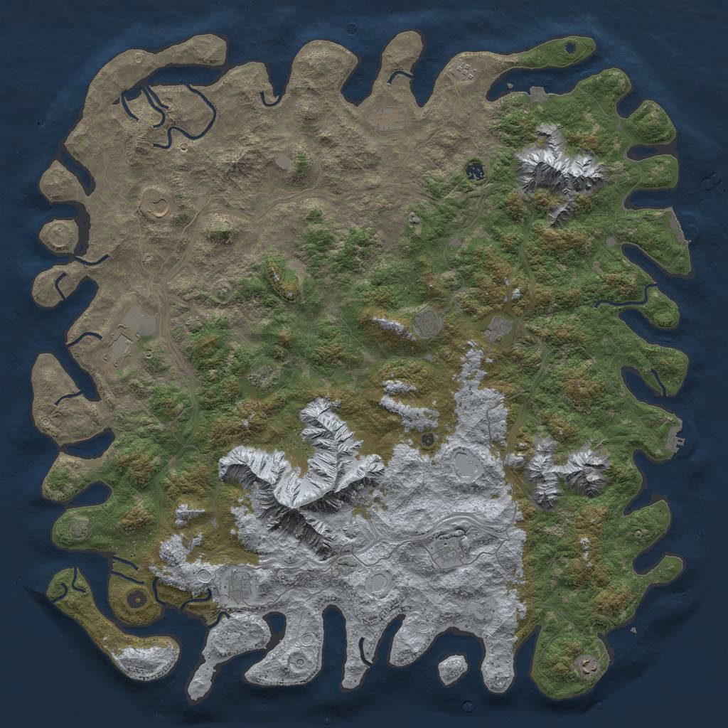 Rust Map: Procedural Map, Size: 6000, Seed: 420185, 19 Monuments