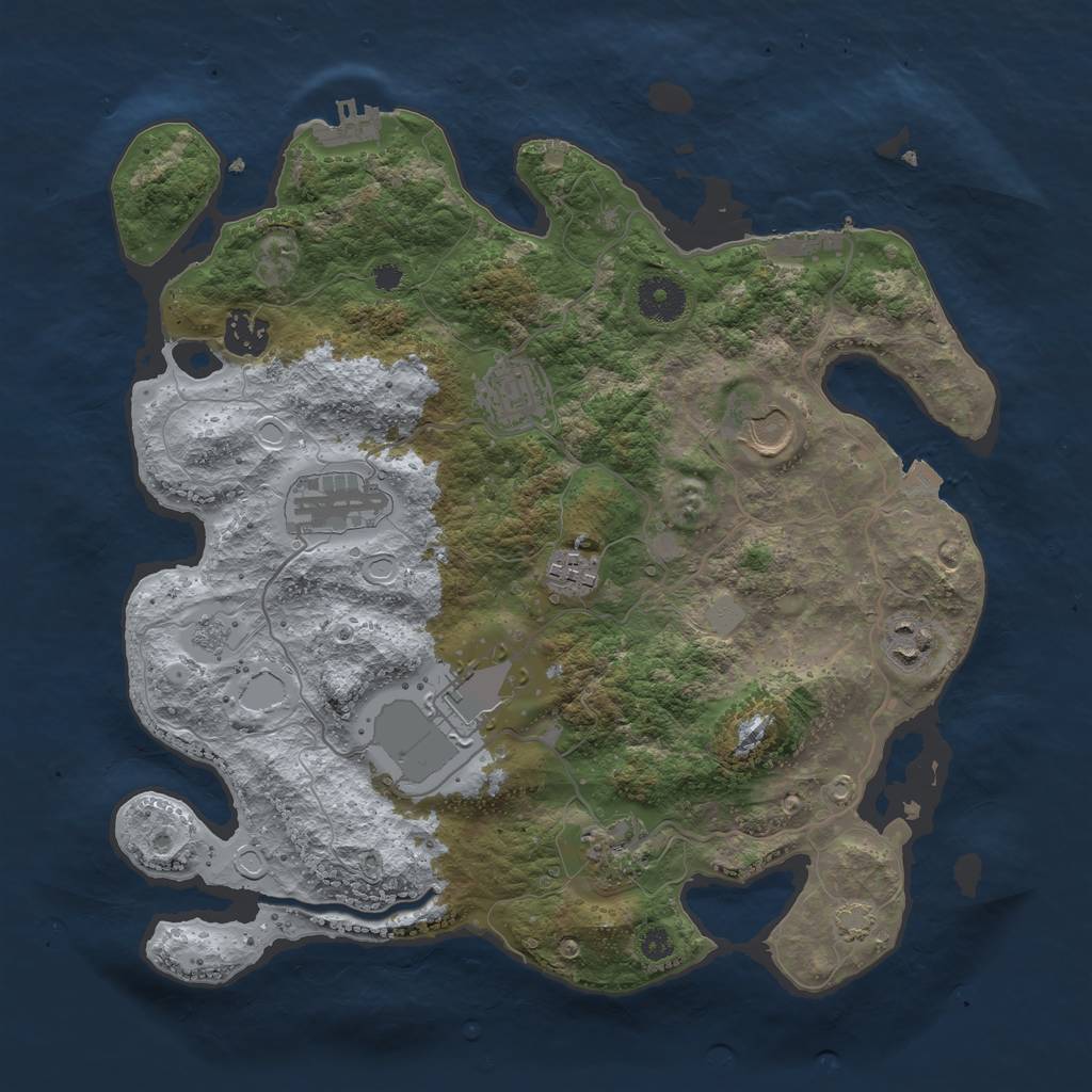 Rust Map: Procedural Map, Size: 3500, Seed: 3517482, 15 Monuments