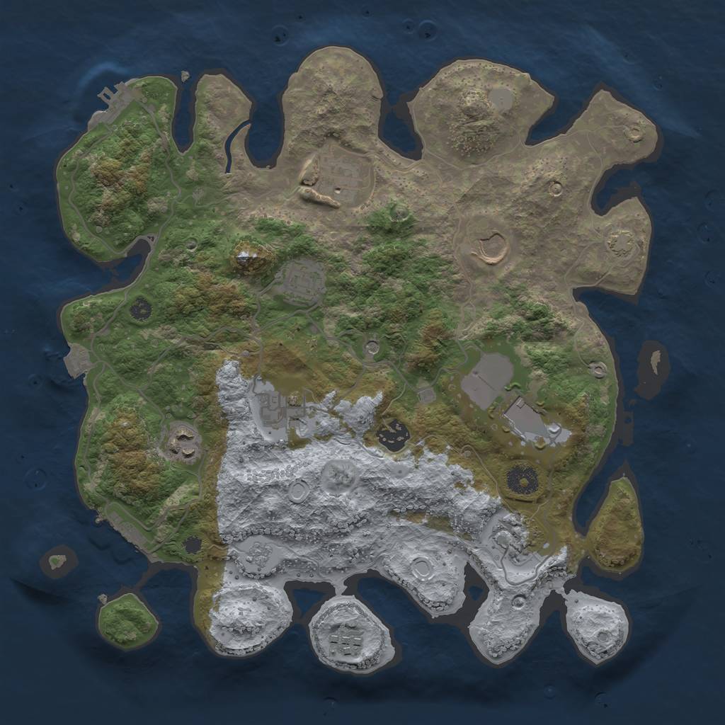 Rust Map: Procedural Map, Size: 3500, Seed: 452904531, 17 Monuments