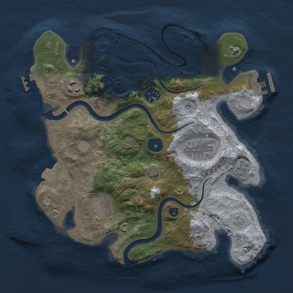 Rust Map: Procedural Map, Size: 3000, Seed: 1493533444, 11 Monuments