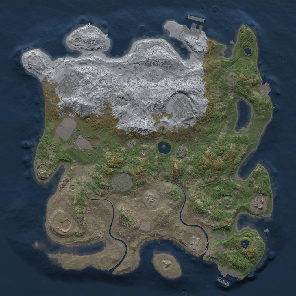 Rust Map: Procedural Map, Size: 3500, Seed: 924458741, 13 Monuments