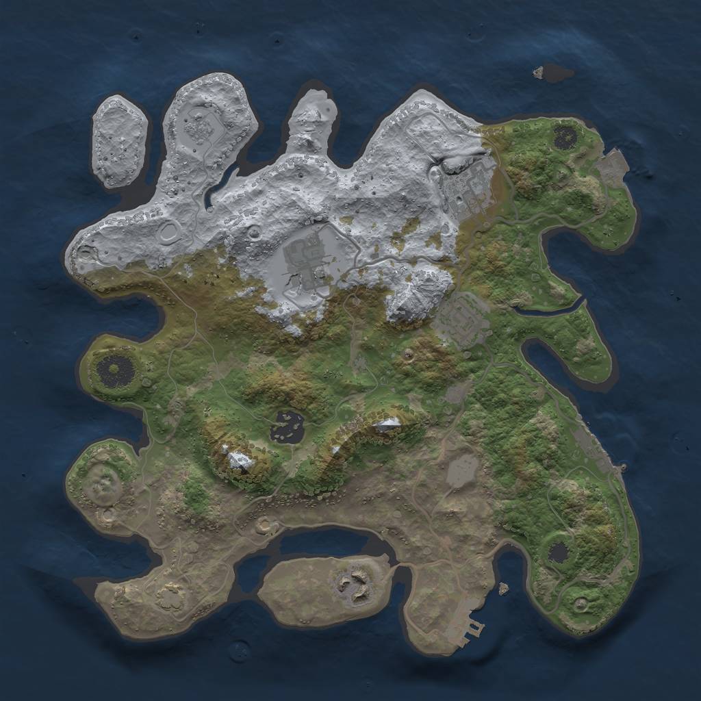 Rust Map: Procedural Map, Size: 3000, Seed: 29059, 12 Monuments