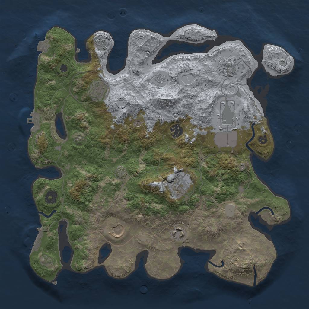Rust Map: Procedural Map, Size: 3500, Seed: 445625154, 16 Monuments