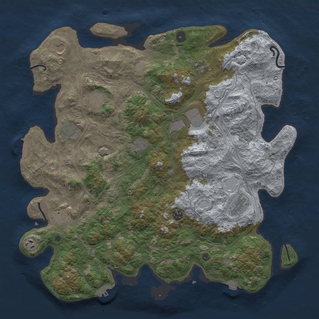 Rust Map: Procedural Map, Size: 4500, Seed: 1350202392, 19 Monuments