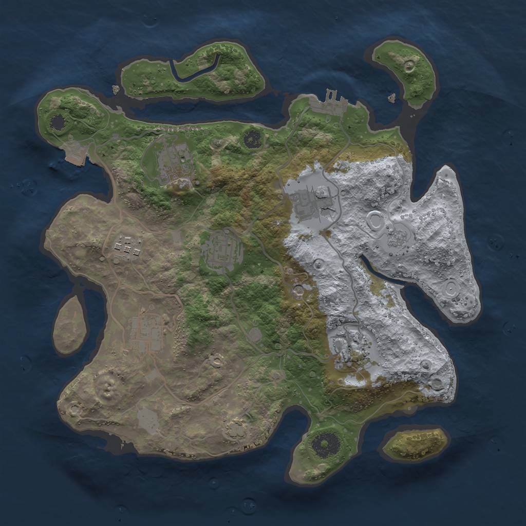 Rust Map: Procedural Map, Size: 3000, Seed: 3573, 13 Monuments