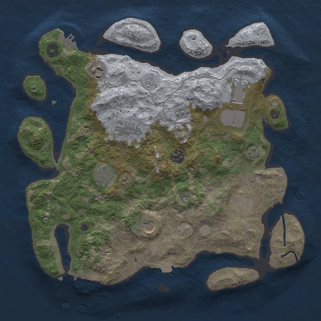 Rust Map: Procedural Map, Size: 3500, Seed: 1154292487, 16 Monuments