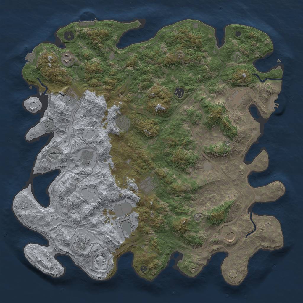 Rust Map: Procedural Map, Size: 4500, Seed: 1610794243, 19 Monuments
