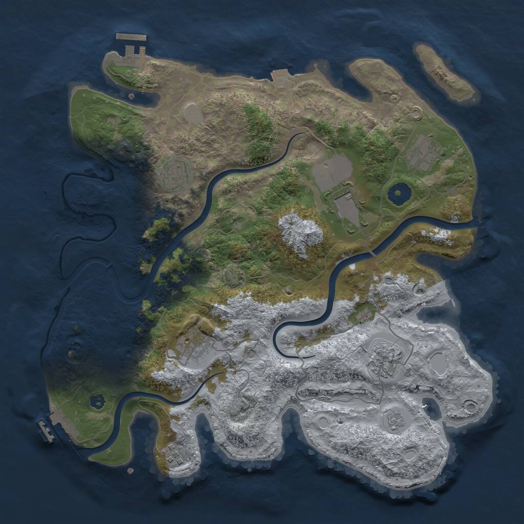 Rust Map: Procedural Map, Size: 3500, Seed: 47470723, 12 Monuments
