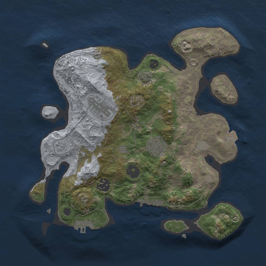 Rust Map: Procedural Map, Size: 3000, Seed: 1225726411, 10 Monuments