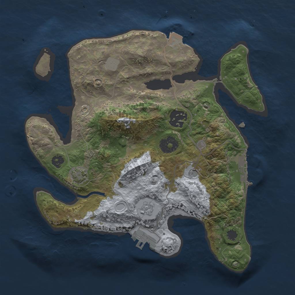 Rust Map: Procedural Map, Size: 2500, Seed: 364263415, 9 Monuments