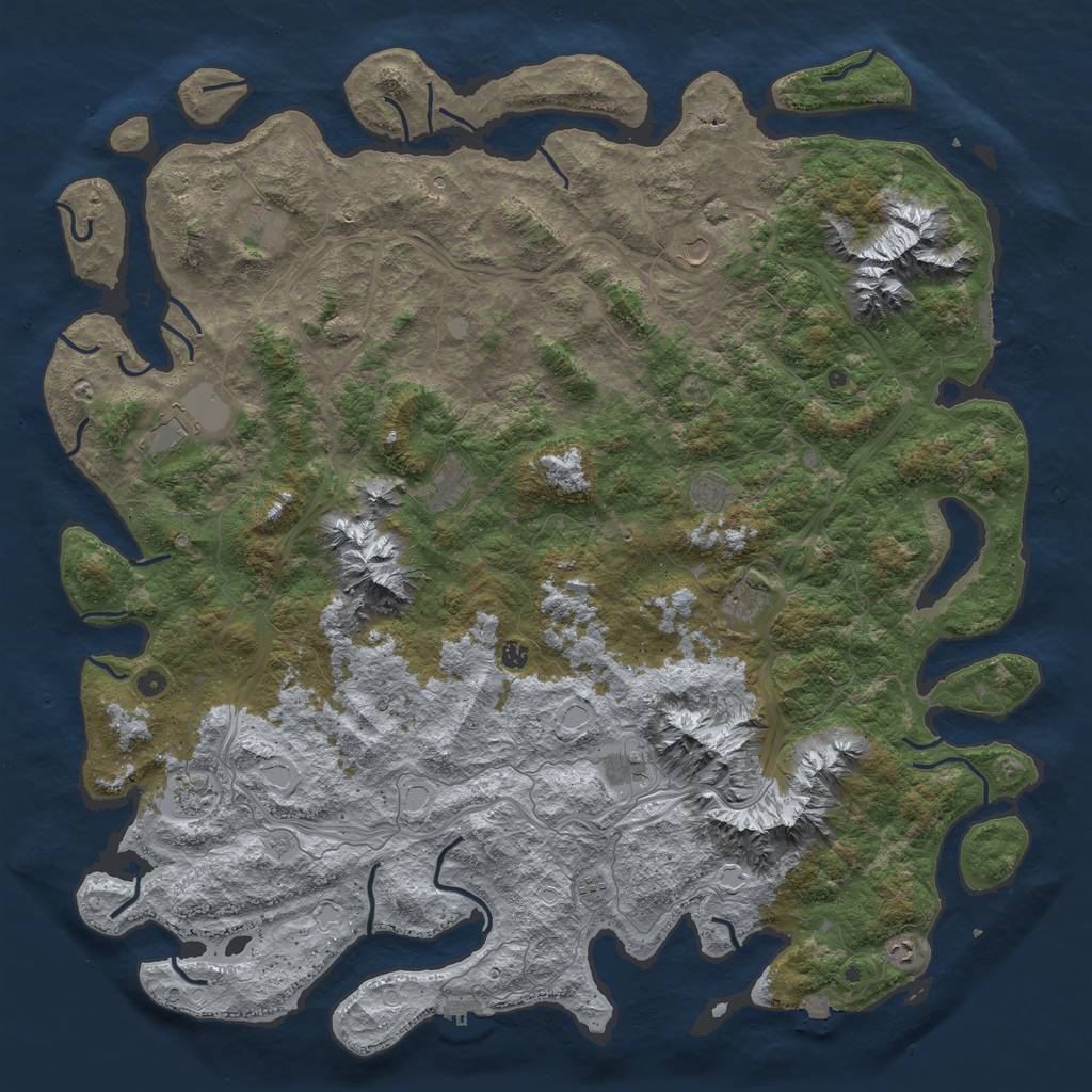 Rust Map: Procedural Map, Size: 6000, Seed: 360512634, 19 Monuments