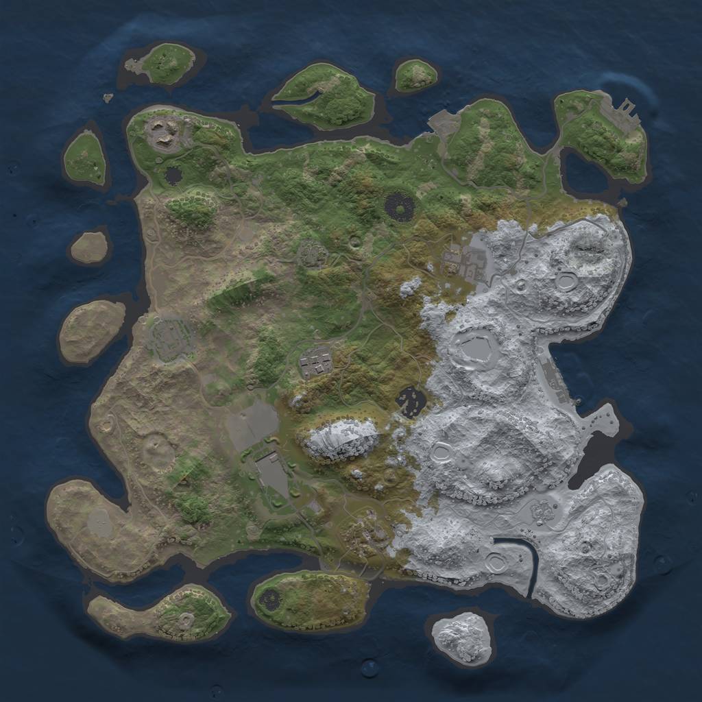 Rust Map: Procedural Map, Size: 3500, Seed: 835826604, 14 Monuments