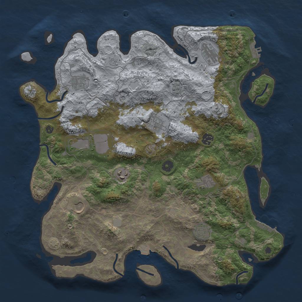 Rust Map: Procedural Map, Size: 4000, Seed: 924458741, 18 Monuments