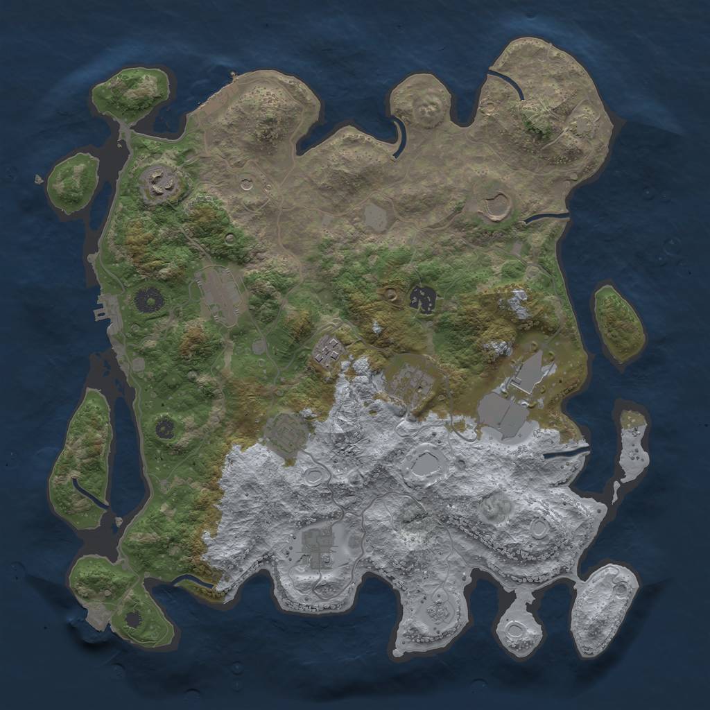 Rust Map: Procedural Map, Size: 3800, Seed: 2024021101, 17 Monuments