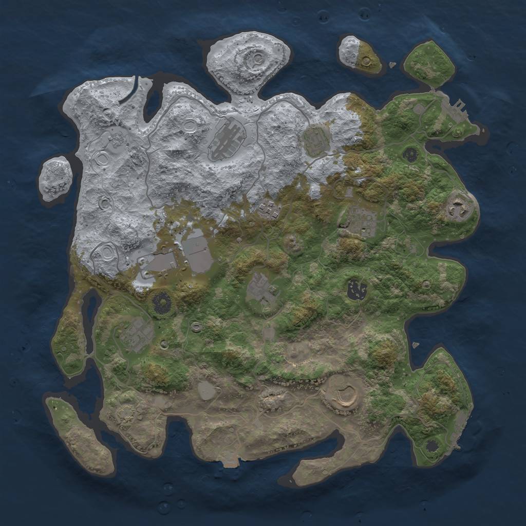 Rust Map: Procedural Map, Size: 3800, Seed: 1548774, 18 Monuments
