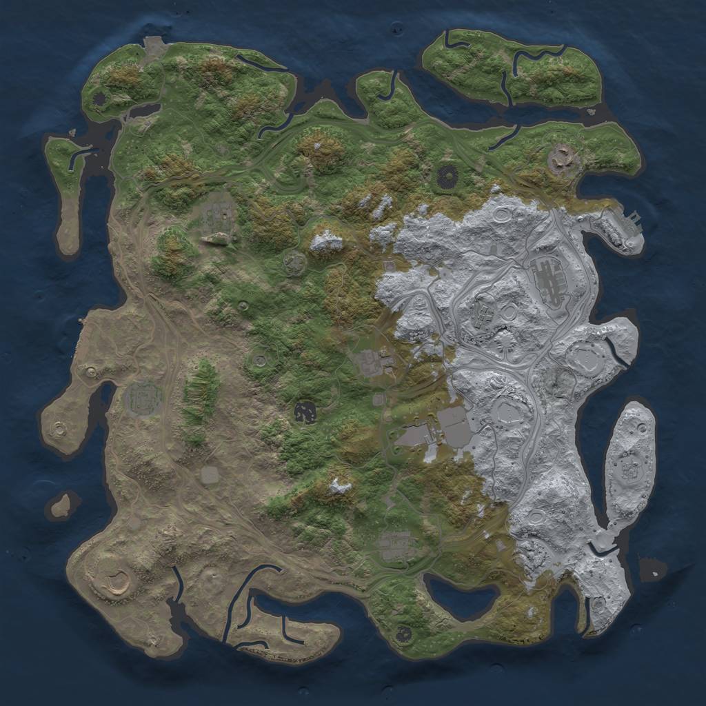 Rust Map: Procedural Map, Size: 4500, Seed: 2597362, 19 Monuments